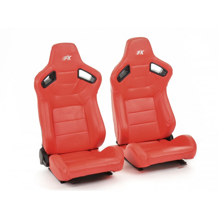 Слика на Спортски седишта комплет 2 бр. Bremen еко кожа црвени црвени конци FK Automotive FKRSE17005 за  Ford Fiesta 3 (gfj) 1.4 - 71 kоњи бензин