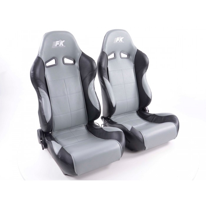 Слика на Спортски седишта комплет 2 бр. Comfort еко кожа сиви/црни FK Automotive FKRSE891/892 за  Hyundai Excel 2 (LC) 1.3 - 84 kоњи бензин