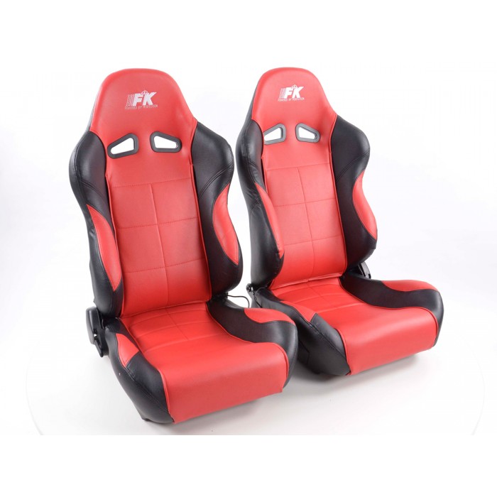 Слика на Спортски седишта комплет 2 бр. Comfort еко кожа црвени /црни FK Automotive FKRSE895/896 за  Audi A4 Sedan (8EC, B7) RS4 quattro - 420 kоњи бензин