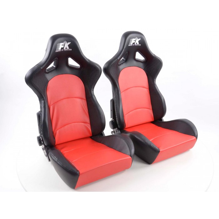 Слика на Спортски седишта комплет 2 бр. Control еко кожа црвени /црни FK Automotive FKRSE415-1/415-2 за   CHRYSLER SARATOGA 2.5 - 98 kоњи бензин