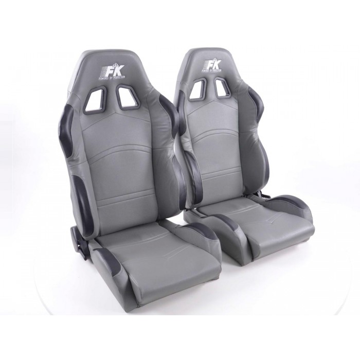 Слика на Спортски седишта комплет 2 бр. Cyberstar еко кожа сиви FK Automotive FKRSE645/647 за  Seat Inca (6K9) 1.6 i - 75 kоњи бензин