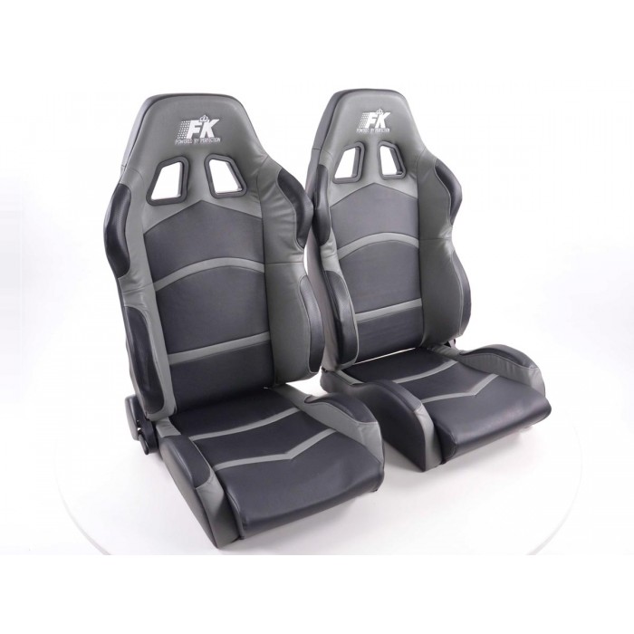 Слика на Спортски седишта комплет 2 бр. Cyberstar еко кожа црни/сиви FK Automotive FKRSE649/651 за  Mazda MPV 2 (LW) 3.0 i V6 - 200 kоњи бензин