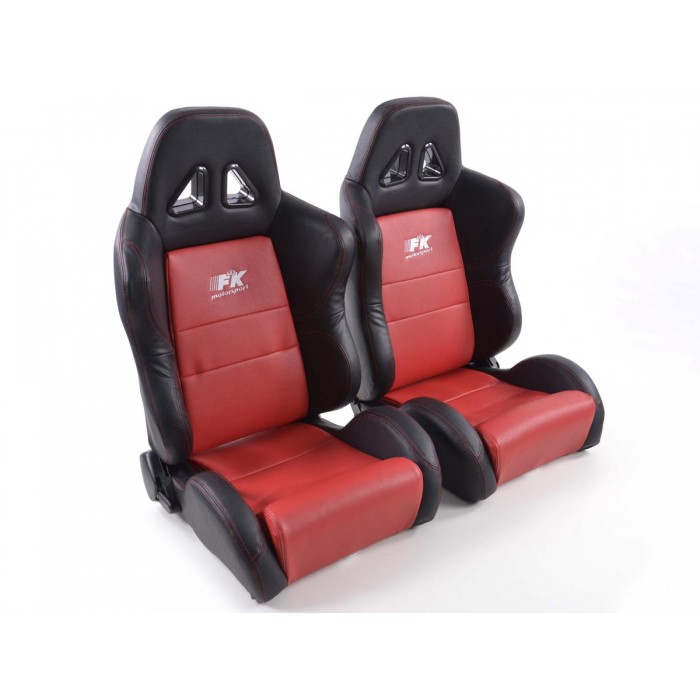 Слика на Спортски седишта комплет 2 бр. Dallas еко кожа црвени /црни шев црвени / FK Automotive FKRSE010109 за  Seat Toledo (1L) 2.0 i 16V - 150 kоњи бензин
