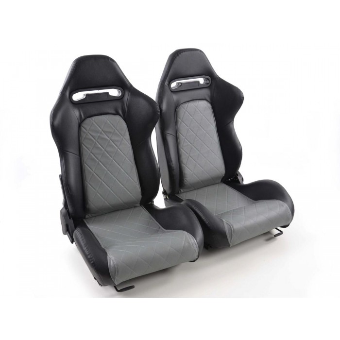 Слика на Спортски седишта комплет 2 бр. Detroit еко кожа црни/сиви FK Automotive FKRSE011003 за  Citroen Xantia Estate X1 1.9 SD - 75 kоњи дизел