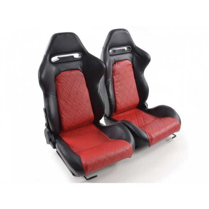 Слика на Спортски седишта комплет 2 бр. Detroit еко кожа црни/црвени / FK Automotive FKRSE011007 за  Audi A3 Cabrio (8V7) 2.0 TFSI quattro - 220 kоњи бензин