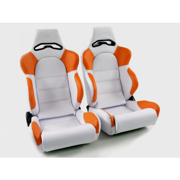 Слика на Спортски седишта комплет 2 бр. Edition 1 еко кожа бели/портокалови FK Automotive DP001 за  Alfa Romeo 159 Sedan 1.8 TBi - 200 kоњи бензин