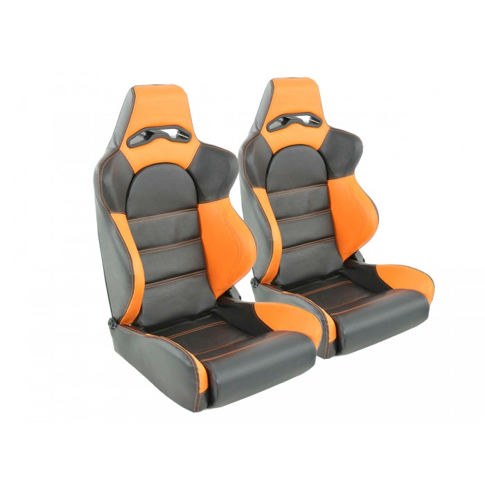 Слика на Спортски седишта комплет 2 бр. Edition 1 еко кожа црни/портокалови FK Automotive DP003 за  Alfa Romeo 159 Sedan 2.4 JTDM Q4 - 210 kоњи дизел