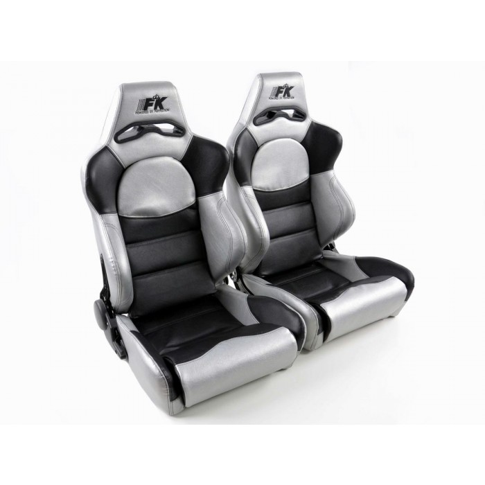 Слика на Спортски седишта комплет 2 бр. Edition 1 еко кожа црни/сребрени FK Automotive FKRSE010013 за  BMW X6 F16 sDrive 35 i - 305 kоњи бензин