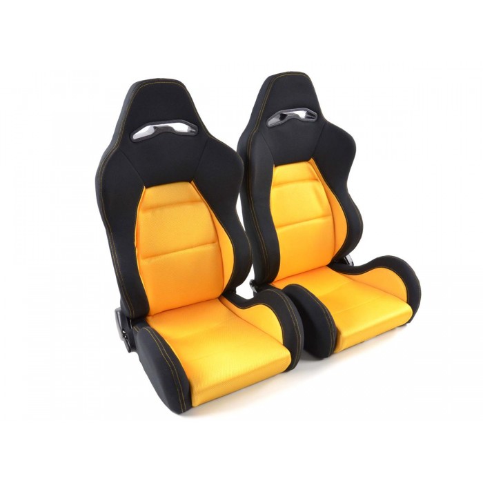 Слика на Спортски седишта комплет 2 бр. Edition 3 жолти/црни FK Automotive DP025 за  CHRYSLER ASPEN 4.7 Flexfuel 4WD - 234 kоњи Бензин/Етанол