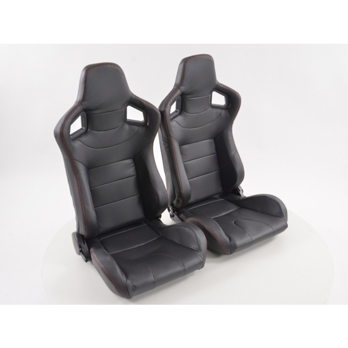 Слика на Спортски седишта комплет 2 бр. Halbschalensitz Carbon еко кожа црни FK Automotive FKRSE14909 за  Seat Arona (KJ7) 1.6 TDI - 115 kоњи дизел