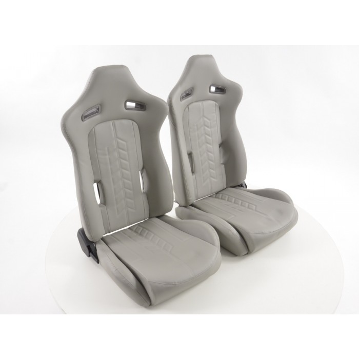 Слика на Спортски седишта комплет 2 бр. Halbschalensitz еко кожа сиви шев црни FK Automotive FKRSE14051 за  Hyundai Atos (MX) 1.1 - 63 kоњи бензин