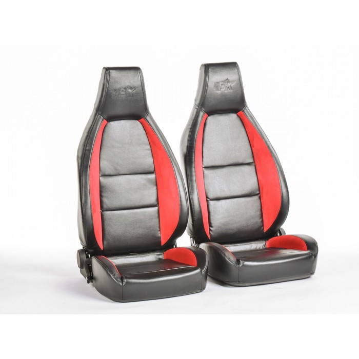 Слика на Спортски седишта комплет 2 бр. Hamburg еко кожа црни/црвени FK Automotive FKRSE18027 за  Audi Quattro (85) 2.1 Turbo quattro - 162 kоњи бензин