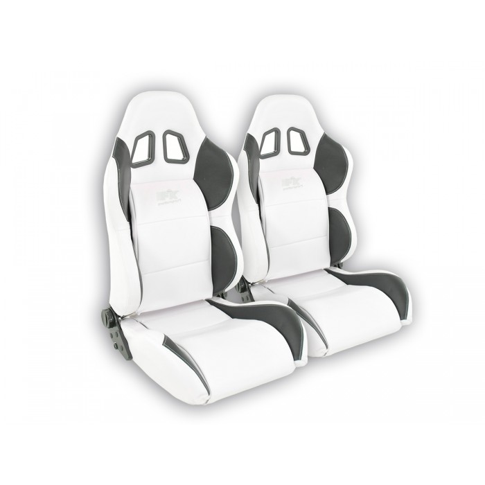 Слика на Спортски седишта комплет 2 бр. Houston еко кожа бели/црни шев бели FK Automotive FKRSE010043 за  Audi A4 Avant (8K5, B8) 3.0 TDI - 204 kоњи дизел
