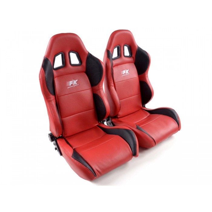 Слика на Спортски седишта комплет 2 бр. Houston еко кожа црвени /црни шев црвени / FK Automotive FKRSE010053 за  Alfa Romeo 164 Sedan 2.0 - 143 kоњи бензин
