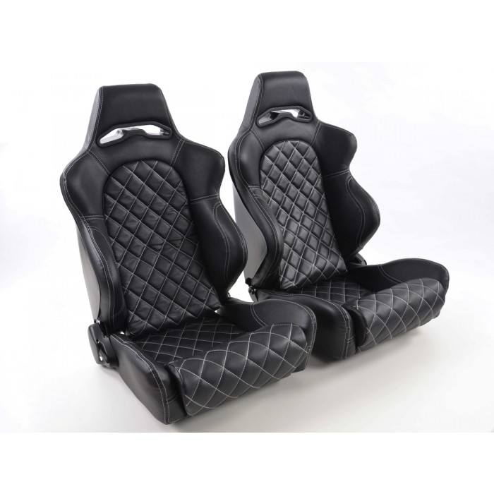 Слика на Спортски седишта комплет 2 бр. Las Vegas еко кожа црни back made of GFK FK Automotive FKRSE011037 за  Seat Inca (6K9) 1.9 TDI - 90 kоњи дизел