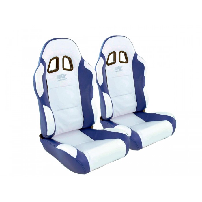 Слика на Спортски седишта комплет 2 бр. Miami еко кожа бели/плави FK Automotive FKRSE010063 за  Hyundai XG 30 - 188 kоњи бензин