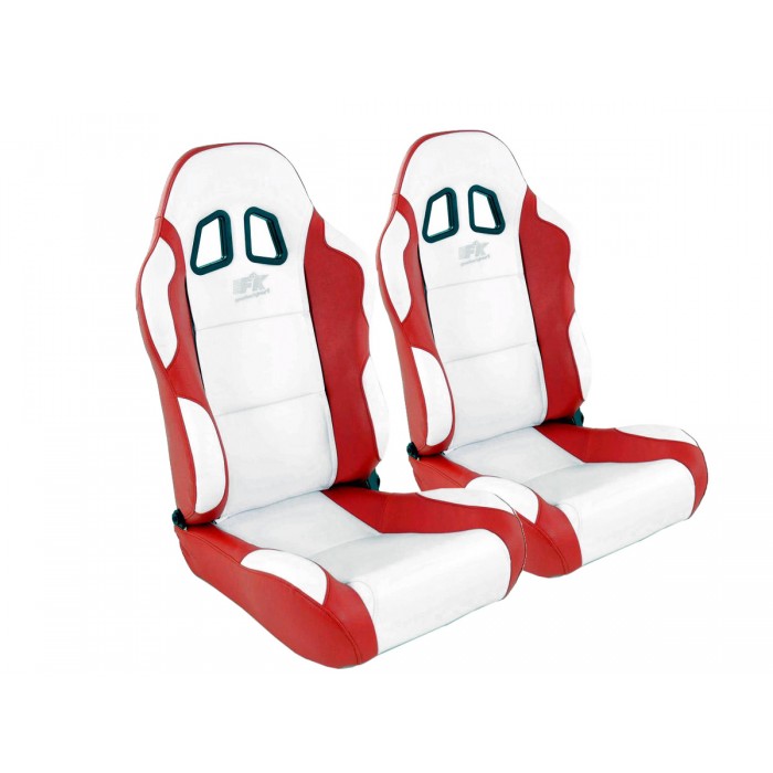 Слика на Спортски седишта комплет 2 бр. Miami еко кожа бели/црвени FK Automotive FKRSE010067 за  Kia Opirus (GH) 3.8 V6 - 267 kоњи бензин