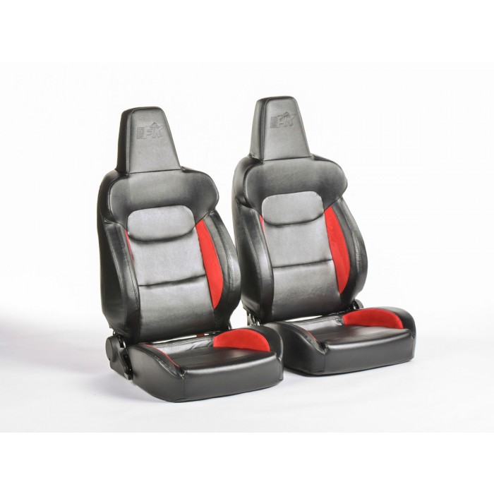 Слика на Спортски седишта комплет 2 бр. München еко кожа црни/црвени FK Automotive FKRSE18047 за  Audi Q2 (GAB) 1.4 TFSI - 150 kоњи бензин