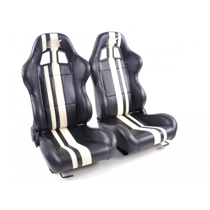 Слика на Спортски седишта комплет 2 бр. Portland еко кожа црни/бели FK Automotive FKRSE011055 за  Jaguar XE (x760) 2.0 - 250 kоњи бензин
