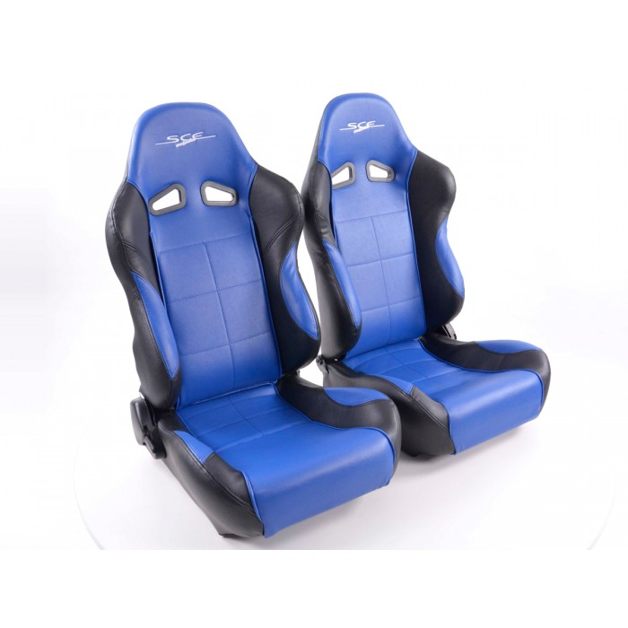 Слика на Спортски седишта комплет 2 бр. SCE-Sportive 1 еко кожа плави/црни FK Automotive SCERSE105/106 за  BMW 5 Sedan (E28) 518 - 90 kоњи бензин