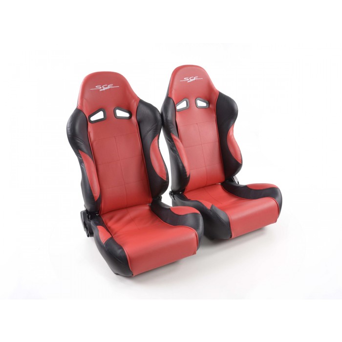 Слика на Спортски седишта комплет 2 бр. SCE-Sportive 1 еко кожа црвени /црни FK Automotive SCERSE107/108 за  Honda Civic 2 Shuttle (EE) 1.4 i 16V (EE1) - 90 kоњи бензин