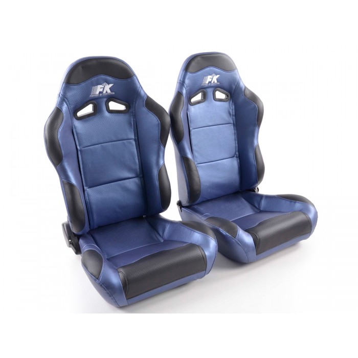 Слика на Спортски седишта комплет 2 бр. Spacelook Carbon еко кожа плави FK Automotive FKRSE803/804 за  Hyundai ix55 3.8 V6 - 264 kоњи бензин