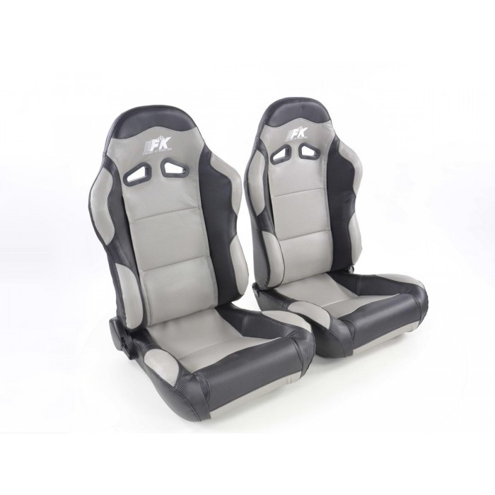 Слика на Спортски седишта комплет 2 бр. Spacelook Carbon еко кожа сиви/црни FK Automotive FKRSE805/806 за  BMW X3 E83 3.0 sd - 286 kоњи дизел