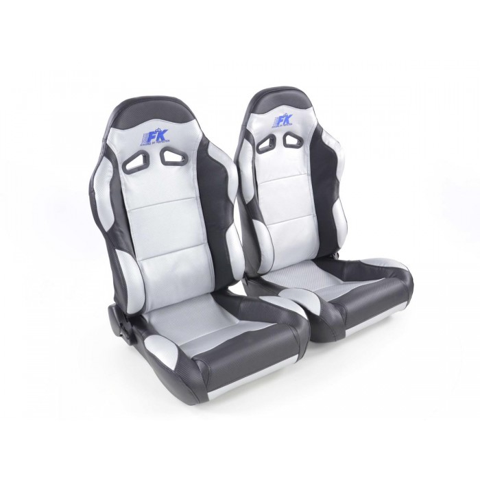 Слика на Спортски седишта комплет 2 бр. Spacelook Carbon еко кожа сребрени/црни FK Automotive FKRSE823/824 за  BMW X3 E83 2.5 i - 192 kоњи бензин