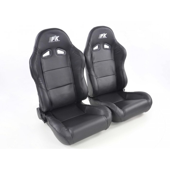 Слика на Спортски седишта комплет 2 бр. Spacelook Carbon еко кожа црни FK Automotive FKRSE817/818 за  Opel Arena Box (TB,TF) 1.9 D - 60 kоњи дизел