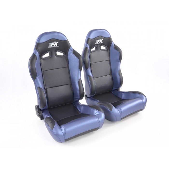 Слика на Спортски седишта комплет 2 бр. Spacelook Carbon еко кожа црни/плави FK Automotive FKRSE809/810 за  Volvo 440K (445) 1.8 - 90 kоњи бензин