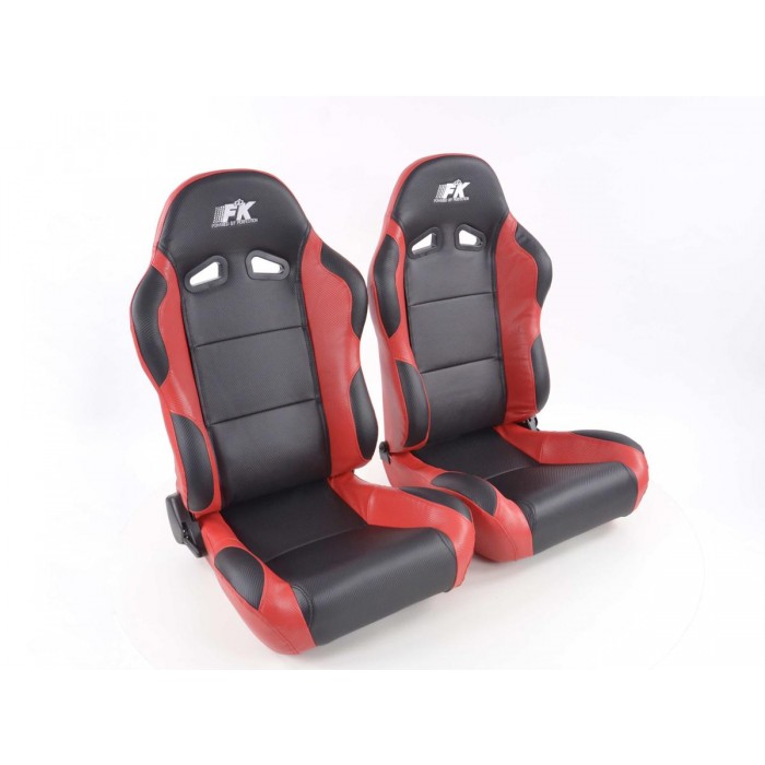 Слика на Спортски седишта комплет 2 бр. Spacelook Carbon еко кожа црни/црвени / FK Automotive FKRSE807/808 за  BMW 3 Coupe E92 330 xi - 258 kоњи бензин