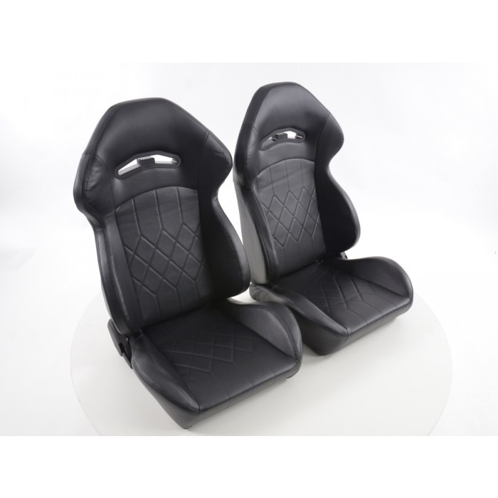Слика на Спортски седишта комплет 2 бр. еко кожа црни со подгрев FK Automotive FKRSE14043-H за  BMW Alpina B3 (E36) 3.2 - 265 kоњи бензин