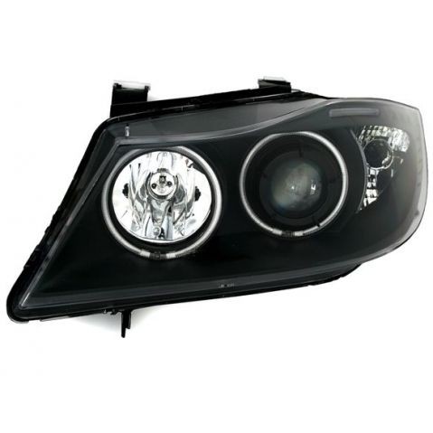 Слика на Тунинг фарови Angel Eyes BMW E90 (2005-2009) - црни AP SWB12EB за  BMW 3 Sedan E90 320 d - 163 kоњи дизел