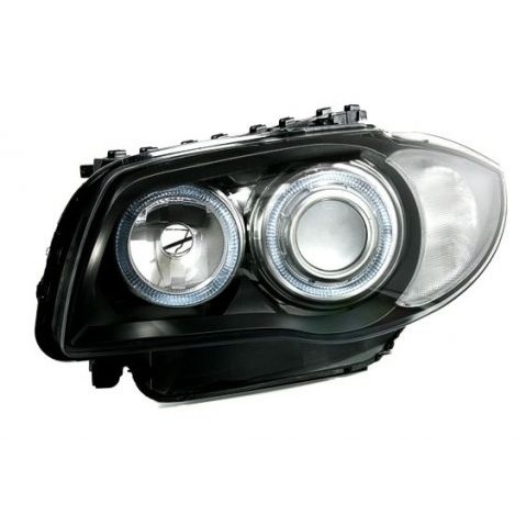 Слика на Тунинг фарови за BMW E87 Angel Eyes (2004-2007) - црни AP SWB14DB за  BMW 1 E81, E87 118 i - 136 kоњи бензин